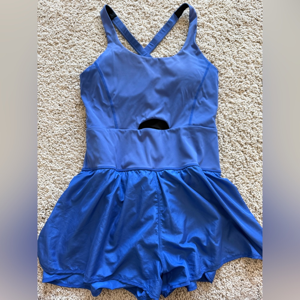 Royal Blue Athletic Skater Dress with Back Cutout
